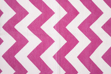 Load image into Gallery viewer, Pink Chevron Handwoven Cotton Dhurrie
