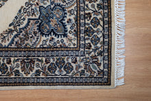 Load image into Gallery viewer, Ivory Blue Indo Kashan Wool Rug