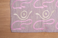 Load image into Gallery viewer, Pastel Pink Abstract Wool Zari Dhurrie