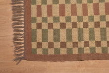 Load image into Gallery viewer, Handwoven Wool-Jute Checkered Dhurrie