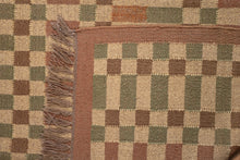 Load image into Gallery viewer, Handwoven Wool-Jute Checkered Dhurrie