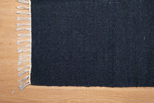Load image into Gallery viewer, Deep Midnight Blue Wool Dhurrie