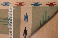 Load image into Gallery viewer, Pastel Tribal Motif Wool Dhurrie