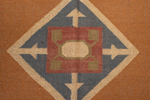 Load image into Gallery viewer, Terracotta Tribal Diamond Jute Dhurrie