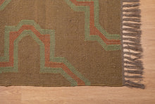 Load image into Gallery viewer, Handwoven Brown Geometric Jute Dhurrie