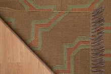 Load image into Gallery viewer, Handwoven Brown Geometric Jute Dhurrie