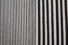Load image into Gallery viewer, Monochrome Handwoven Striped Wool Dhurrie