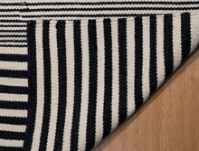 Load image into Gallery viewer, Monochrome Handwoven Striped Wool Dhurrie