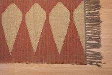 Load image into Gallery viewer, Rust Red Geometric Jute Dhurrie