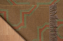 Load image into Gallery viewer, Moss Brown Handwoven Jute Dhurrie