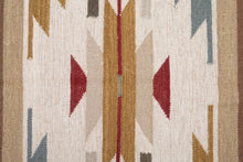 Load image into Gallery viewer, Earth-Toned Geometric Wool Dhurrie Rug