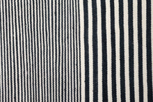 Load image into Gallery viewer, Navy and Ivory Striped Wool Dhurrie