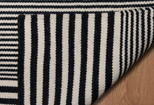 Load image into Gallery viewer, Monochrome Handwoven Striped Wool Dhurrie