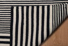 Load image into Gallery viewer, Classic Monochrome Striped Wool Dhurrie