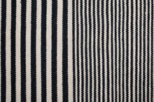 Load image into Gallery viewer, Navy and Ivory Striped Wool Dhurrie