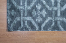 Load image into Gallery viewer, Handmade Wool & Bamboo Silk Carpet – Grey Geometric Luxury Rug
