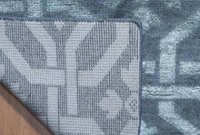 Load image into Gallery viewer, Handmade Wool & Bamboo Silk Carpet – Grey Geometric Luxury Rug