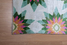 Load image into Gallery viewer, Handmade Silk Carpet – Floral Starburst Design – Luxury Rug