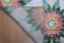 Load image into Gallery viewer, Handmade Silk Carpet – Floral Starburst Design – Luxury Rug