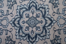 Load image into Gallery viewer, Handmade Rugged Low-Pile Wool Carpet – Classic Floral Design in Soft Greys