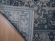 Load image into Gallery viewer, Handmade Rugged Low-Pile Wool Carpet – Classic Floral Design in Soft Greys
