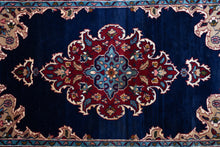 Load image into Gallery viewer, Navy Medallion Wool Kashmiri Rug