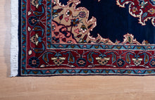 Load image into Gallery viewer, Navy Medallion Wool Kashmiri Rug