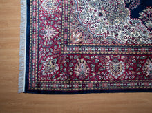 Load image into Gallery viewer, Royal Blue Faux Silk Indian Rug