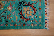 Load image into Gallery viewer, Aqua Floral Medallion Afghan Ziegler Rug