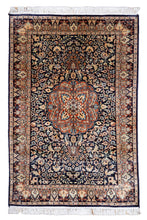 Load image into Gallery viewer, Kashmir Midnight Medallion Silk Rug
