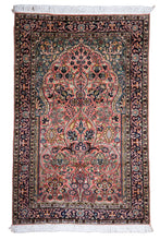 Load image into Gallery viewer, Kashmir Silk Rug – Coral Blossom Garden