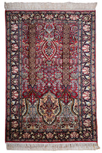Load image into Gallery viewer, Kashmir Red Floral Silk Carpet