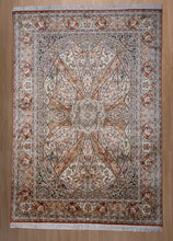 Load image into Gallery viewer, Sunburst Medallion Kashmiri Silk Rug
