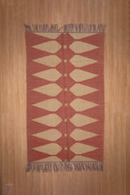 Load image into Gallery viewer, Rust Red Geometric Jute Dhurrie
