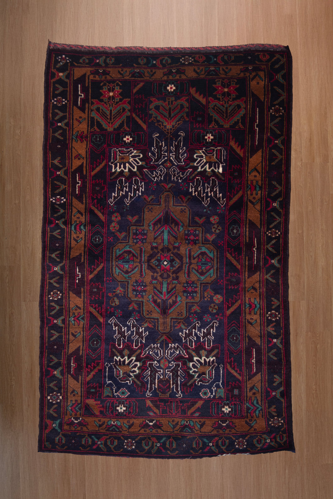 Midnight Bloom Baluchi Tribal Rug