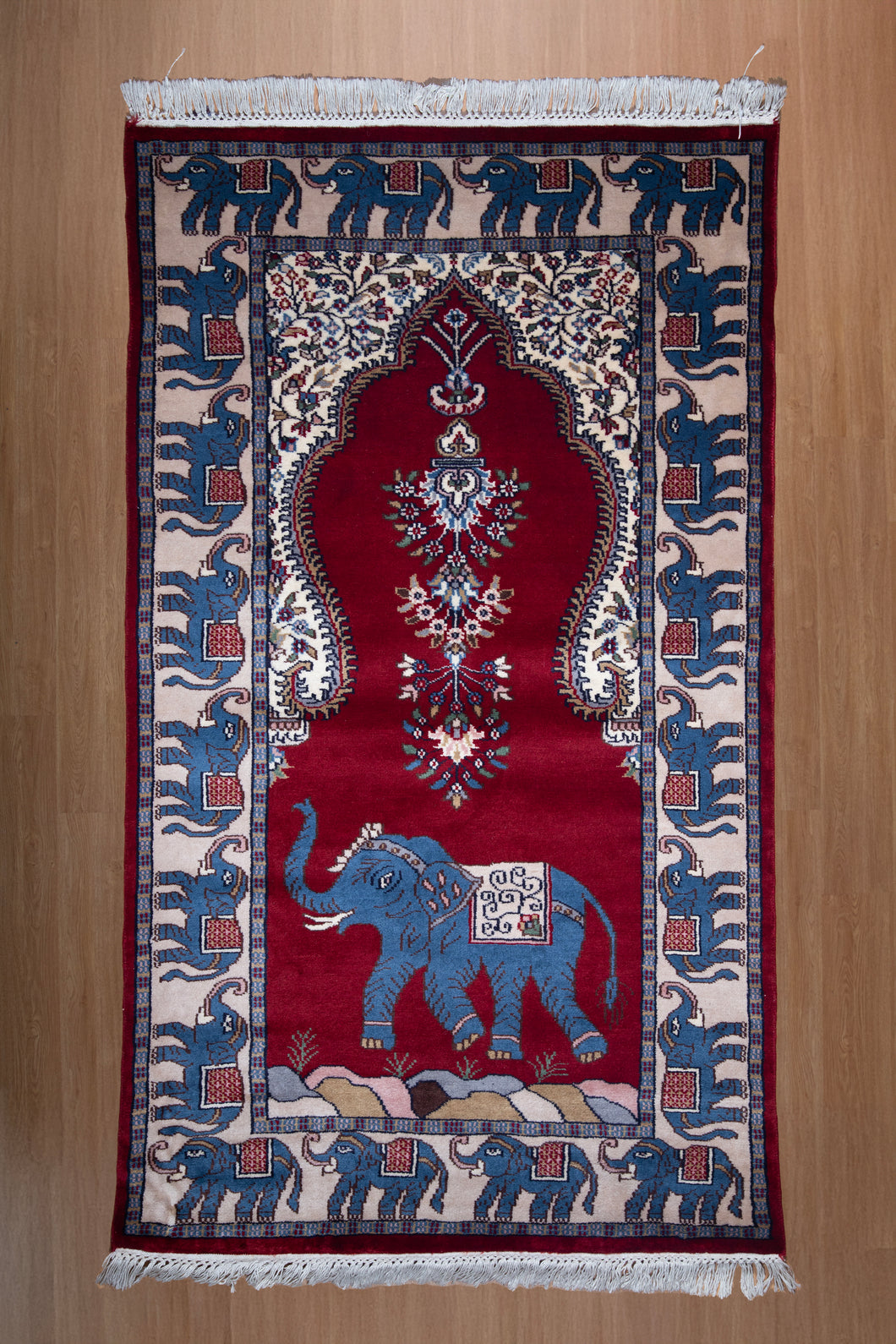 Imperial Red Elephant Wool Rug