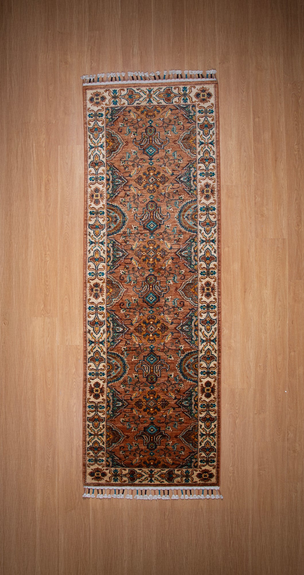 Rust Gold Medallion Afghan Ziegler Runner
