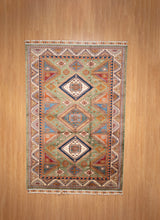 Load image into Gallery viewer, Sage Diamond Medallion Afghan Ziegler Rug
