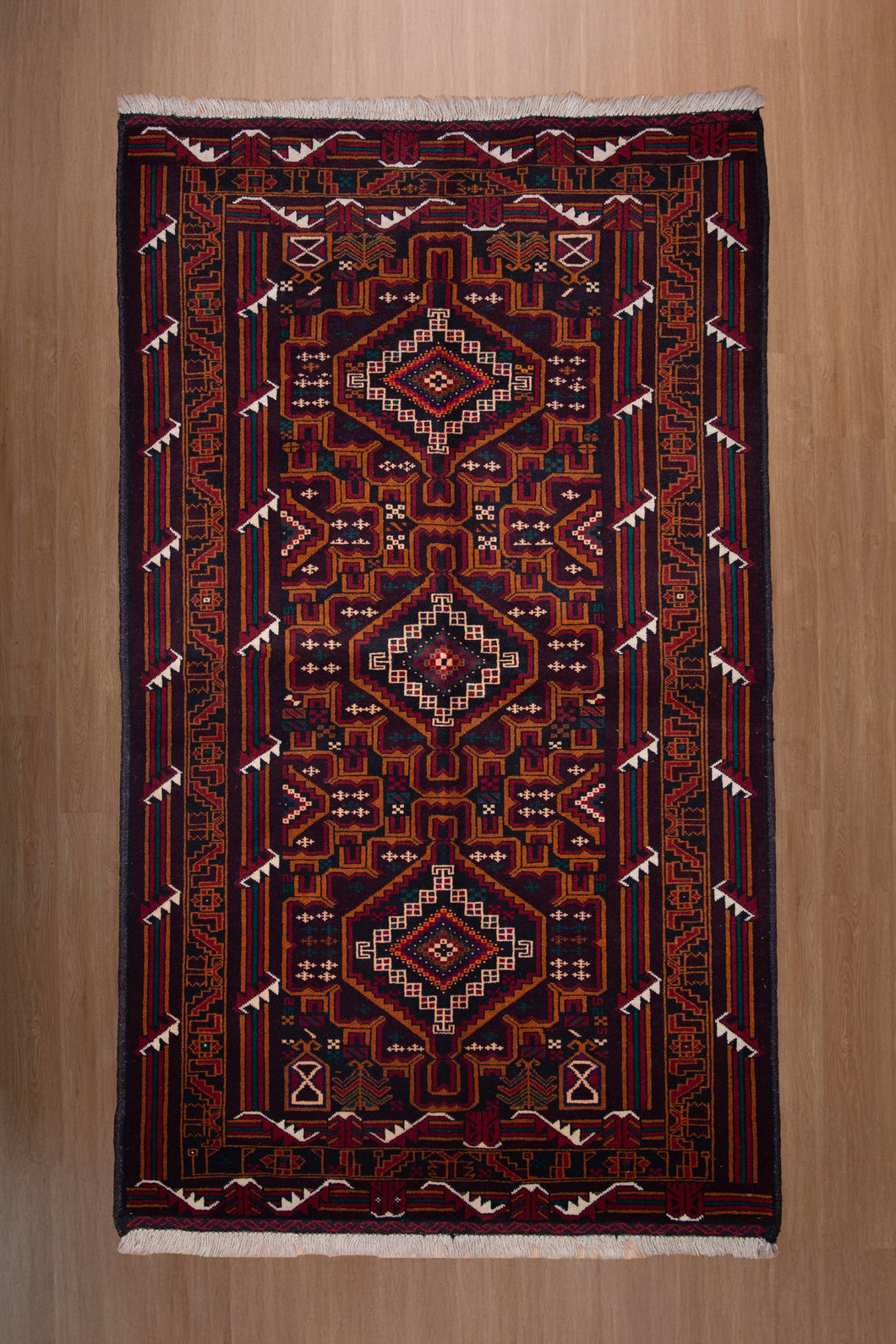 Geometric Medallion Baluchi Wool Rug