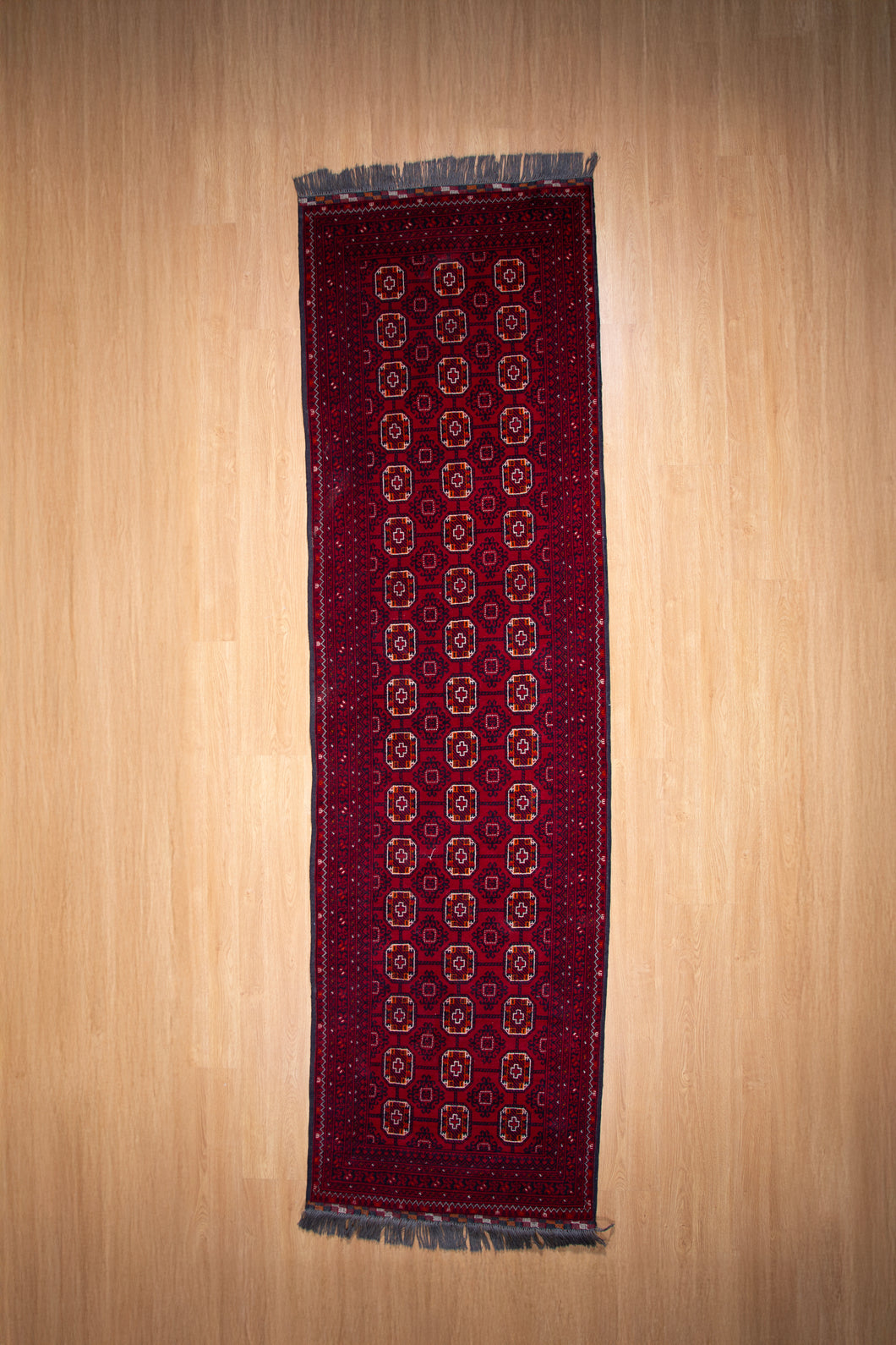 Deep Red Afghan Tribal Runner Rug