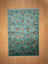 Load image into Gallery viewer, Aqua Floral Medallion Afghan Ziegler Rug
