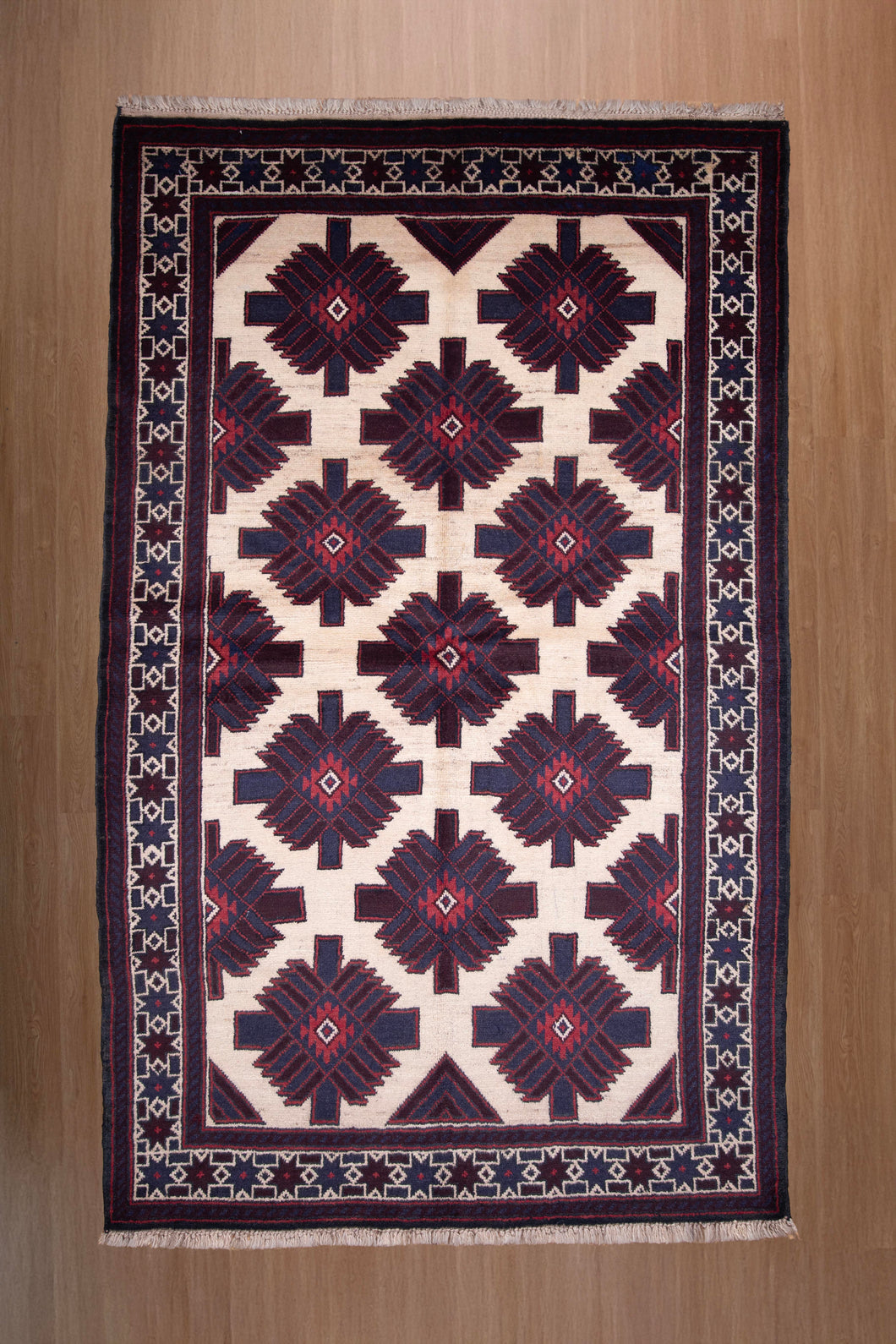Ivory Field Baluchi Wool Rug