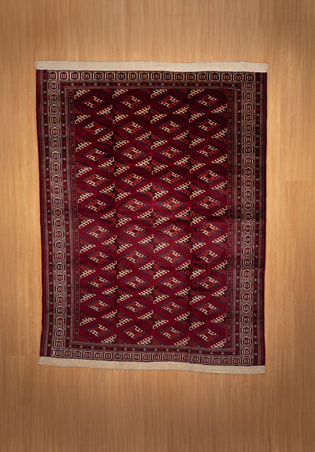 Deep Red Afghan Tribal Wool Rug