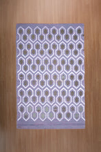 Load image into Gallery viewer, Lavender Geometric Wool Zari Dhurrie
