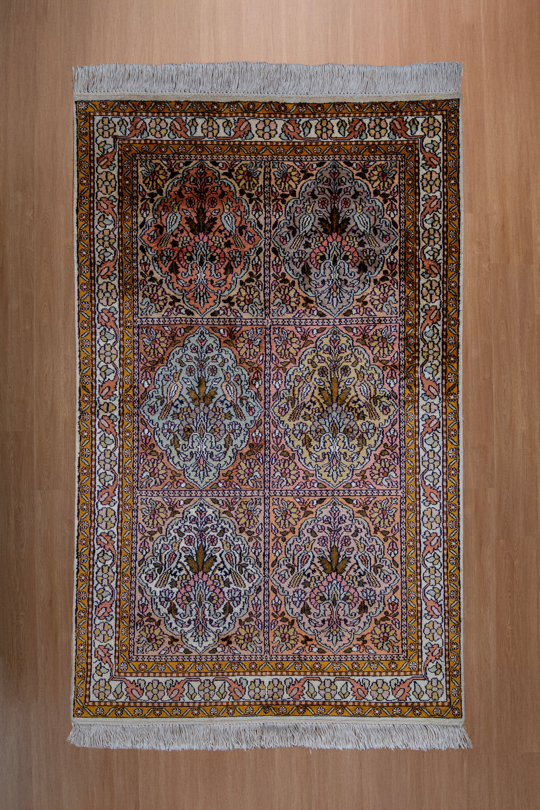 Qum Design Multicolor Kashmir Silk Rug