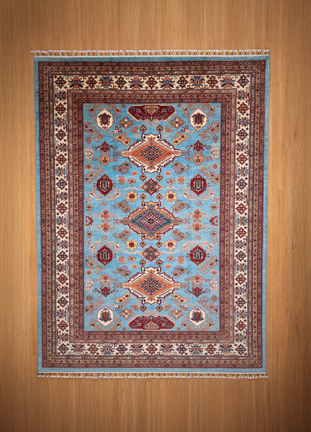 Sky Blue Tribal Afghan Ziegler Rug