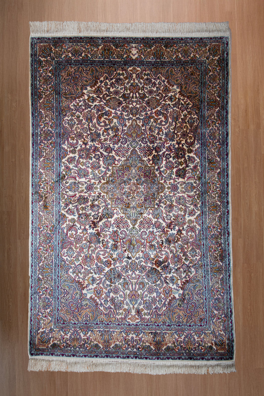 Kashmir Ivory Kashan Silk Carpet
