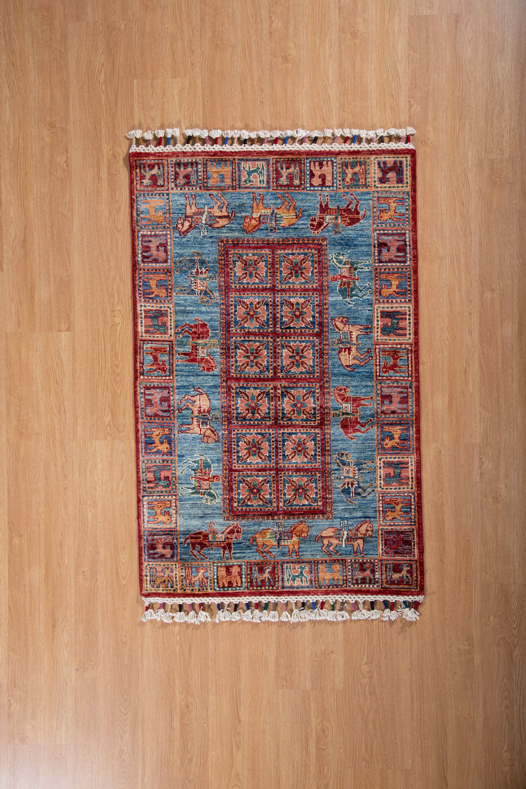 Tribal Horse Motif Afghan Zeigler Rug