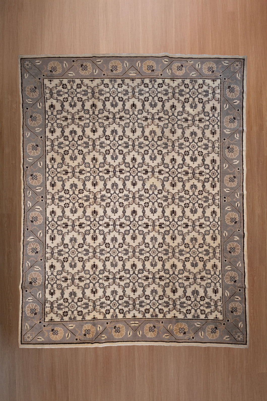 Ivory & Grey Lattice Wool Rug
