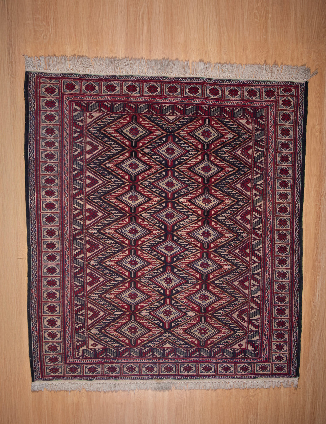 Geometric Red Mashwani Kilim Rug